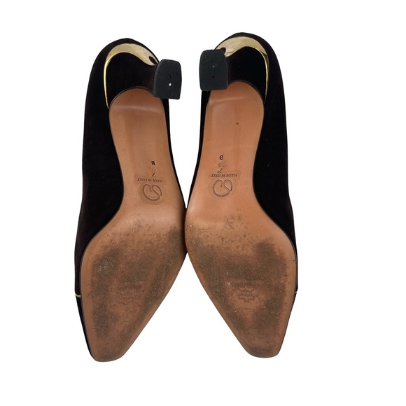 St. John Jackie Women’s Brown Suede Leather Heels Vintage Made in Italy Size 7.5 - Picture 4 of 11